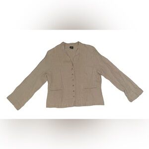 Eileen Fisher Tan 100% Irish Linen Button Front Classic Light Jacket